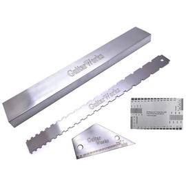 Jiayouy 4Pcs Luthier Tools Set Dual Scale Guitar Neck Notched Straight Edge String Action Gauge Ruler Fret Rocker Fret Leveling Beam for Guitar and Bass Setup Tool Stainless Steel