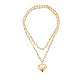 Gold Heart Necklace for Women 14K Gold Plated Trendy Heart Choker Pendant Necklace Gold Tarnish Hypoallergenic Fashion Gold Necklace Jewelry Love Gift for Women Girlfriend (Gold)