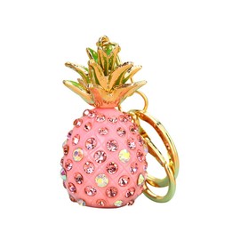 Bestdays Pineapple Rhinestone Alloy Resin Women Car or Bag Keychain (Pineapple-Pink)