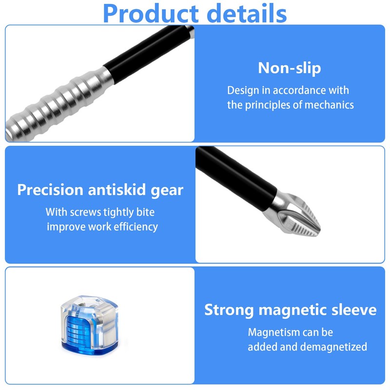 High Magnetic Screwdriver Drill Bit Set, 6Pcs Magnetic Screwdriver Bits