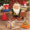 CE-AS 6-PC Garden Gnome Greeter Figure with 5 Seasonal Holiday