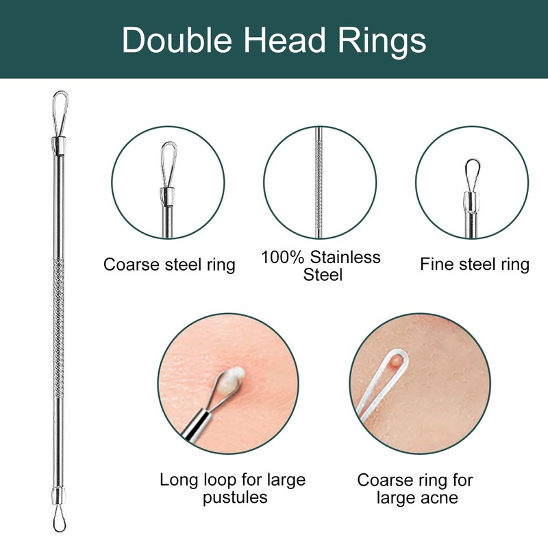 Kzouenzu Pimple Tool Set [8 Pieces], Pimple Squeezing Tool, High-Quality