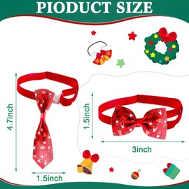 2Pcs Samll Christmas Cat Neckties and Bow Ties, Xmas Kitty Bow Ties Collar, Cute Bowties and Adjustable Neckties,Fit for Most Cats, Xmas Pet Bow Ties Accessories Red
