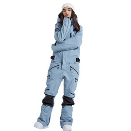 SEARIPE Women and Men's Ski Suits One Piece Jumpsuit Winter Outdoor Waterproof Warm Snowsuits(72blue,XL)