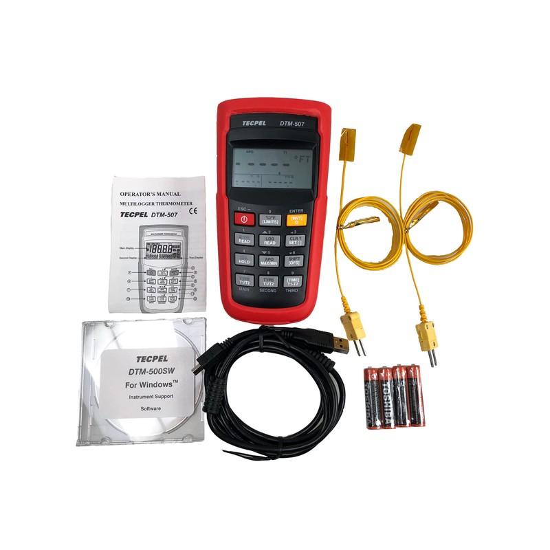TECPEL DTM-507 - Termómetro termopar de almacenamiento de datos de