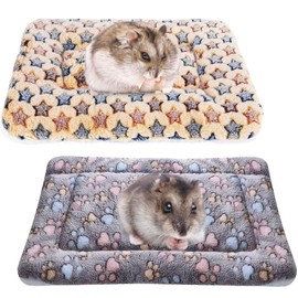 BNPHSIN 2 Pcs Guinea Pig Bed, 35x25cm Hamster Bed, Washable Small Animal Plush Bed Mat, Fleece Sleeping Pad for Bunny, Rat, Hedgehog, Chinchilla