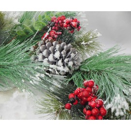 Admired By Nature 24" Pine Cone Berries Wreath ABN4S003-SNOWRD, Snow Red