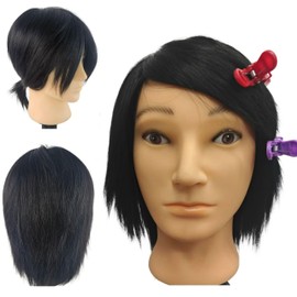 Czrleaty Human Hair Mannequin Head for Styling Male Training Head with Hair Practice Hair Mannequin Head