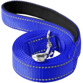 Erbine 6ft Dog Leash for Small Medium Large Dogs | One-Sided Reflective Nylon | Padded Handle | 3/4 inch Wide | Royal Blue