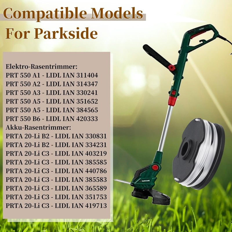 Yweller String Strimmer Spool Compatible with Parkside LIDL 20-Li PRT