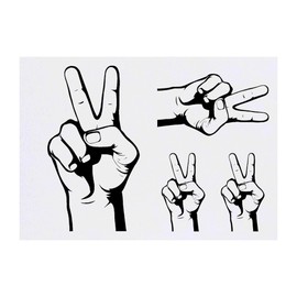 Azeeda 4 x 'Peace-Handzeichen' Temporäre Tattoos - Wasserfest, Hautfreundlich & Ungiftig · Transfers in Verschiedenen Größen (TO00083738)