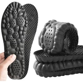 Plantillas Memory Foam Fascitis Plantar,Plantillas de Gel para Mujer y Hombre,Tejido de grafeno Desodorante,Antideslizantes,Alivio De Dolor En Pies,Cortables,para Zapatillas (Negro, 37-38)