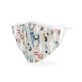 WEDDINGSTAR 3-Ply Kid's Washable Cloth Face Mask Reusable and Adjustable with Filter Pocket - Llamas