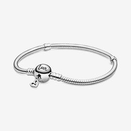 MariaFonte Bracelet New 2024 Semi-Rigid Love Heart Women's Original Stiffness Pendant Base Girls Bracelets Clip Fix Offer Charm Chain Silver Hook Clasp Box Pink Bead Sterling Silver, Sterling Silver