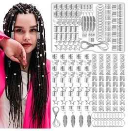 OUDQFCJ 90 Stück Haarschmuck für Zöpfe, Loc Schmuck, Manschetten-Clips, Haarspiralen Clips, Zubehör für Dreadlocks für Männer, Frauen, Mädchen und Jungen (silberfarben)