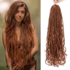 Aguacor Loose Wave Dreadlocks Synthetic French Curly Double Ended Dreadlock Extensions 24inches 30 Strands Thin Soft Dark Brown Spanish Curly DE Dreadlock Extensions for Women (30 Strands, 30#)