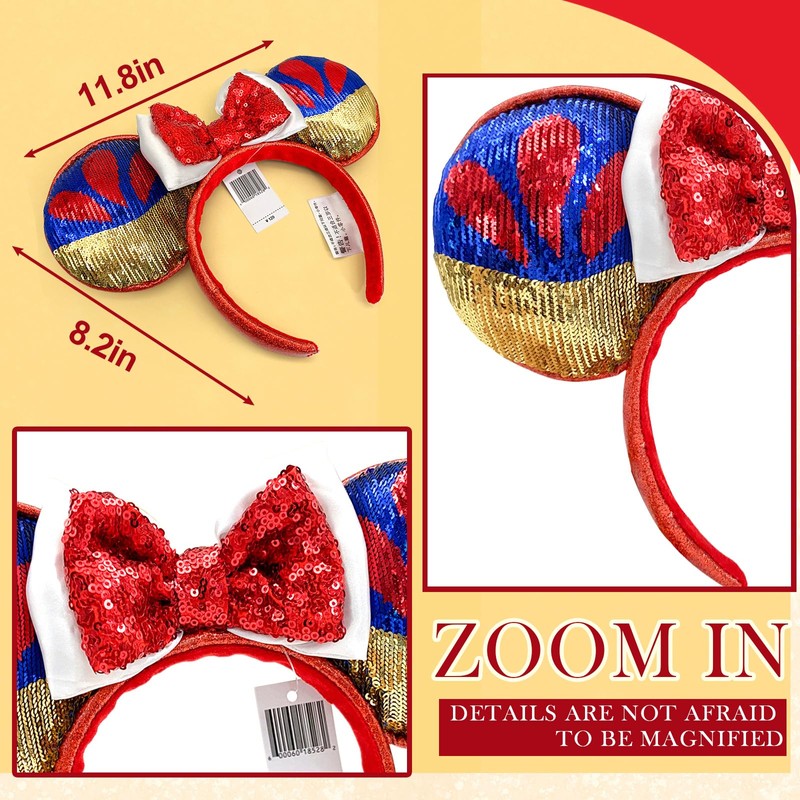 XXXPOWERXXX Mouse Ear Headbands with Bow,Sequins Hairbands Hair Accessories (HB191)