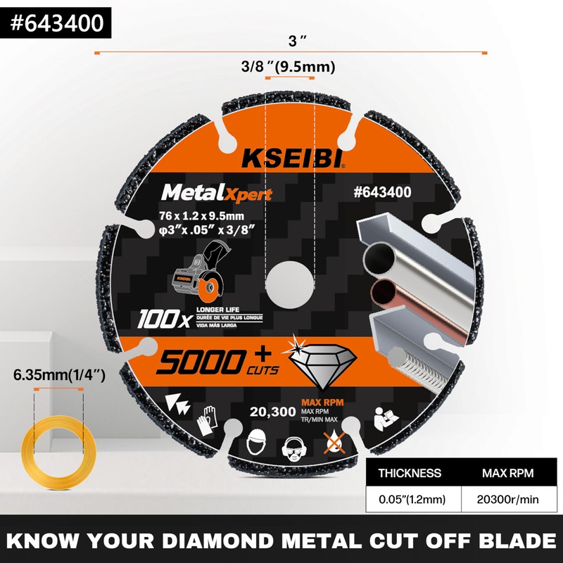 KSEIBI 643400 Diamond Cutting Wheel 3 x 3/8 inch -