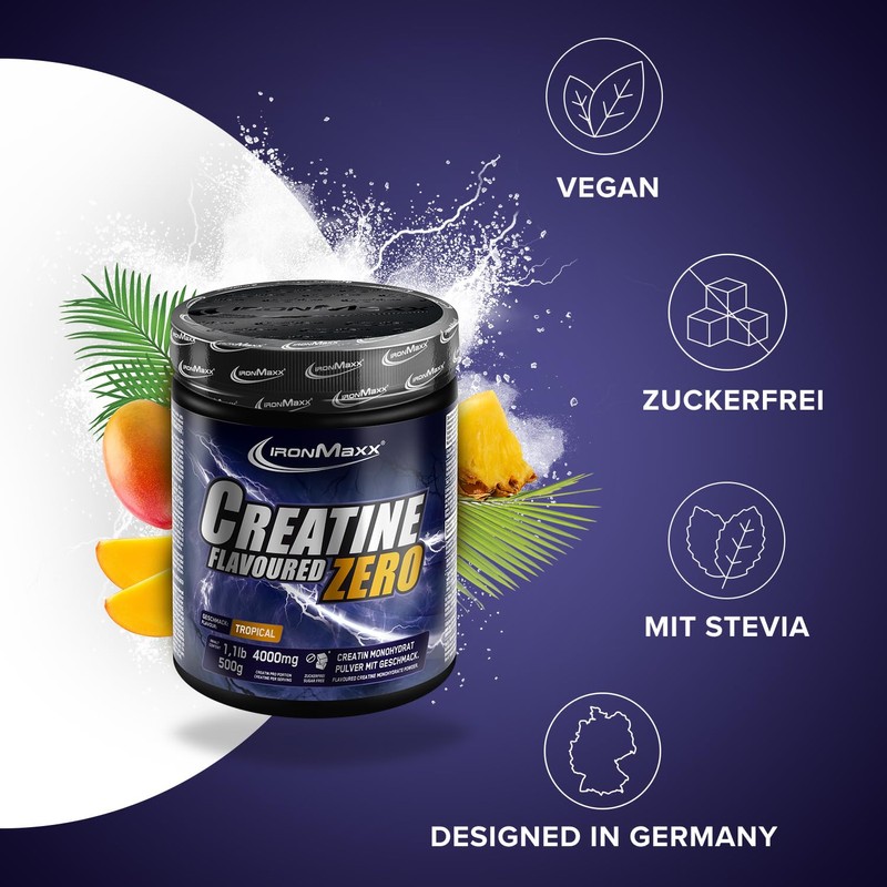 IronMaxx Creatine Powder Flavoured Zero - Kirsche 500g Dose |