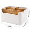 VICDUEKG Desk Organiser, 5 Compartments Bamboo Office Organiser with Pen