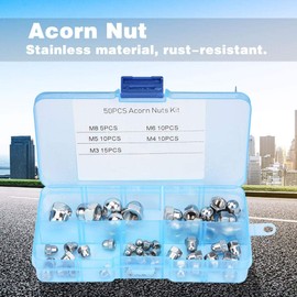 50pcs M3/M4/M5/M6/M8 Bag Nut Set Acorn Nut Kit Stainless Dome Head Cap Hex Cap Nut