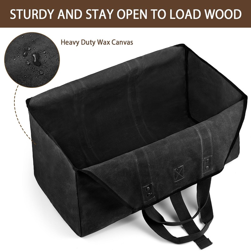 BONTHEE Extra Large Waterproof Firewood Log Carrier Canvas Firewood Holder