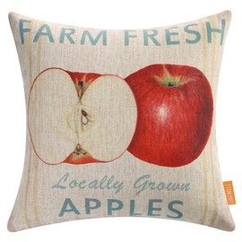 LINKWELL Autumn Decorative Pillow Cover 18x18 Inch Farm Fresh Apples Throw Pillow Cover for Couch Living Room Vintage Fall Decorations for Home CC1964