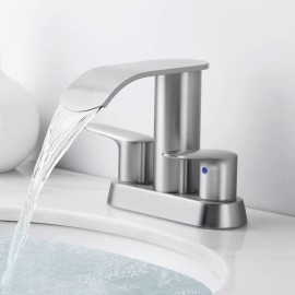 Waterfall Bathroom Basin Faucet 4 Inch Centerset Sink Faucet,Hot Cold Water Faucet Basin Mixer TapColor: NICKEL, Surface Finishing: Nickle