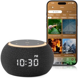Hotmoon Luna Pro Smart Sound Machine, 507 Sounds, Dual-Stage Alarm, Plug in | App Control White Noise Alarm Clock, 108-963Hz Healing Frequency, Pink G