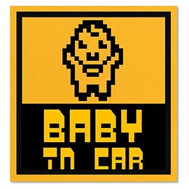 Baby in Car Reflective Dots Magnetic Sheets, Nostalgic Famicom Style (Baby in Car)