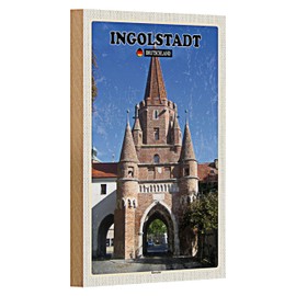 Ingolstadt Holzschild | Deutschland Souvenir | Retro Wanddeko | 12 cm x 18 cm