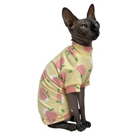 Limited Edition Sphynx Cat Cotton T-Shirts Hairless Cat Sweatshirt Pet Kitten Clothes Round Collar Kitten Shirts Vest Cats & Small Dogs Apparel (Peach, M (5.5-6.6 lbs))