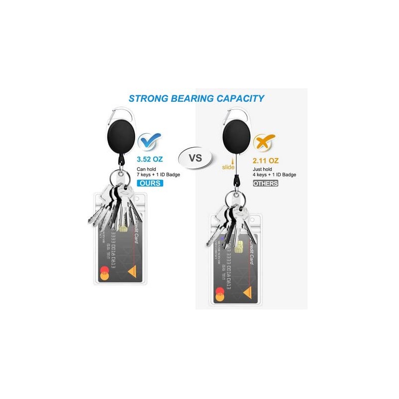 YAKESD 50 Packs Heave Duty Badge Reels Retractable with Carabiner