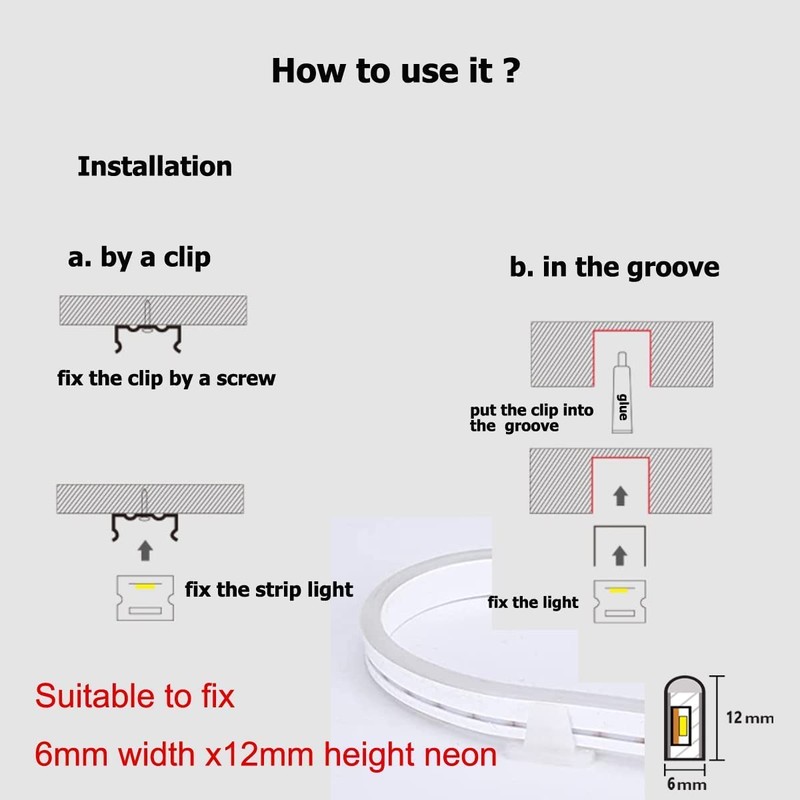 iNextStation Neon LED Strips Light Accessories, 10pcs Led Neon Mounting
