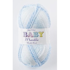 James Brett Baby Marble DK Knitting Yarn Soft Double Knit Wool 5 x 100g Ball (Blue & White - BM9)