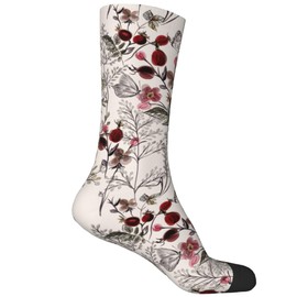 Jopowide Vintage Flower Socks for Women, Men Crew Socks Funny Butterfly Crazy Dress Gifts