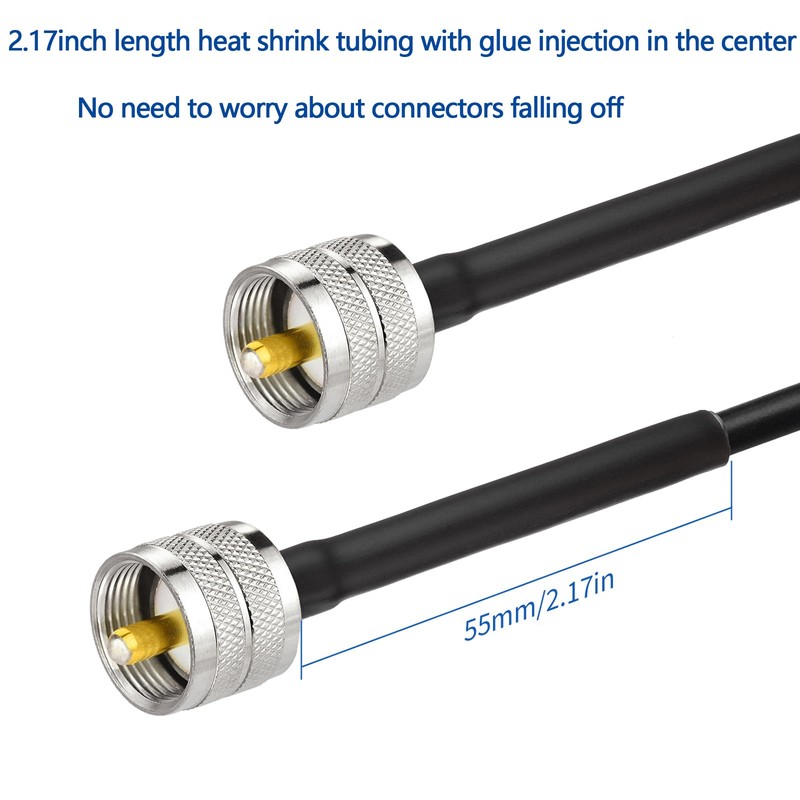 Yuslao PL-259 UHF CB Coax Cable 6FT, PL-259 UHF Male