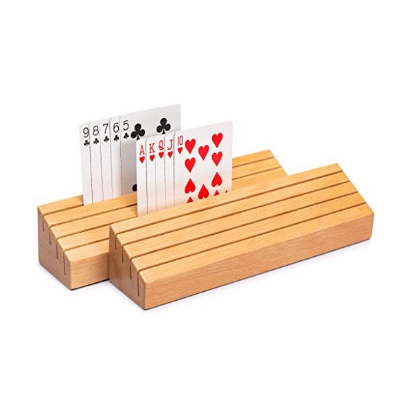 Yellow Mountain Imports Solid Beechwood Playing Card Holders - Set of 2
