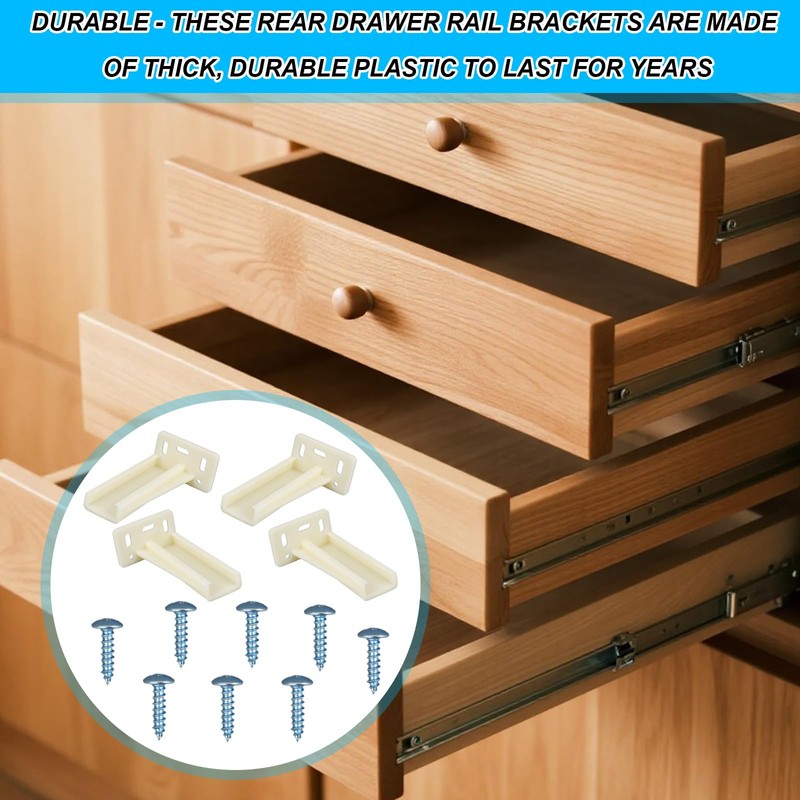 2 Pair KT HR9000RL Rear Drawer Track Socket, Plastic Drawer