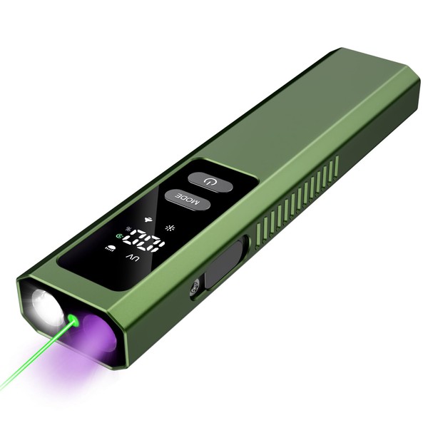 PPTSLID Flat EDC Flashlight Rechargeable with 4 Light Sources: Green
