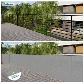 Bynbbur 2.5' x 28' Balcony Privacy Screen Deck Privacy Fence Cover with Grommets UV Protection for Patio, Backyard, Porch, Deck, Cable Zip Ties Included (Light Grey)