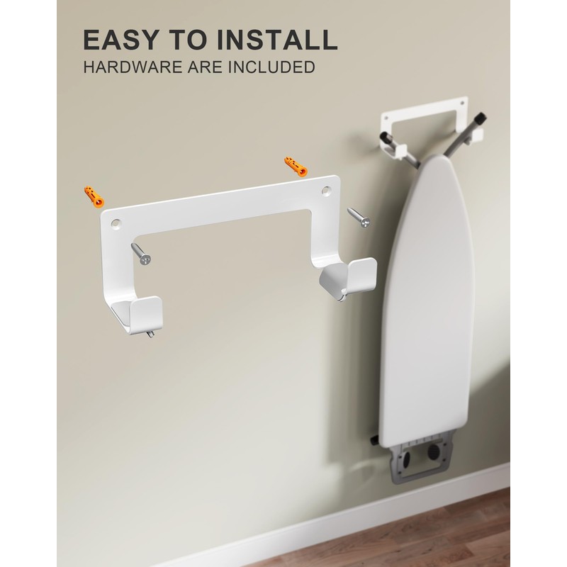 MUSVOH 2PC Ironing Board Hanger Wall Mount Stainless Steel, Y