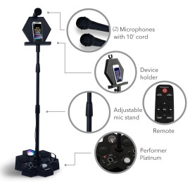 Singsation Performer Platinum Karaoke System with 2 Microphones, Remote & Stand