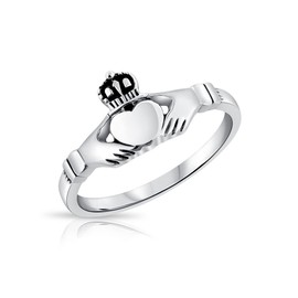 DTPsilver® 925 Sterling Silver Claddagh Ring - Love, Loyalty and Friendship - Yellow Gold-Plated or Rose Gold Plated Heart, With or without Celtic Knot