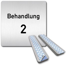 Türschilder24 XXL Door Sign 125 x 125 mm Treatment Room 1.5 mm Aluminium Solid Material 100% Made in Germany (Beahndlung 2 + Spacers)