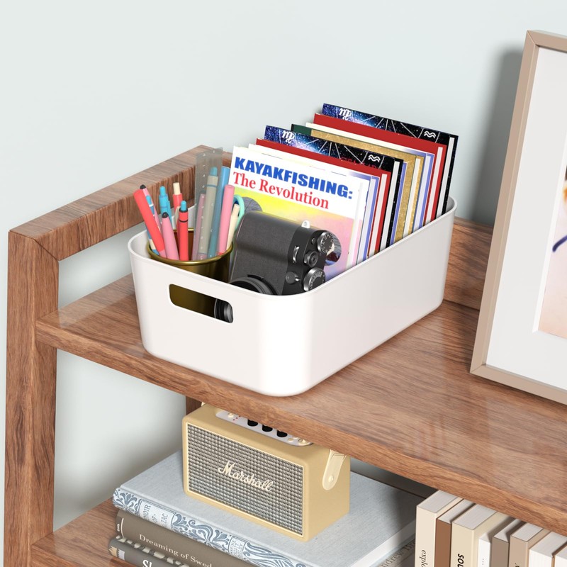 Kekow Pantry Organization Bin, 6-Pack Plastic Storage Bin, White