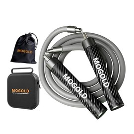 Weighted Jump Rope, 1LB - 3 Pre-Sized Lengths (M/L/XL) for Perfect Fit, No Adjustment Needed! Ergonomic Faux Leather Handle for HIIT, Strength, Cardio