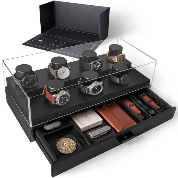 Holme & Hadfield Elevate Your Watch Collection with The Collector – Premium Watch Display Case for 7 Watches – Elegant Gift for Men – Wooden Mens Watch Box & Watch Case – Lifetime Assurance Included