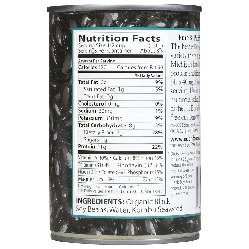 Eden Organic Black Soy Beans, No Salt Added, 15 oz,