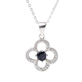 Gift From New York Necklace, Earrings, Black, Flower, Platinum-plated, Hypoallergenic, Present, Women's Brand